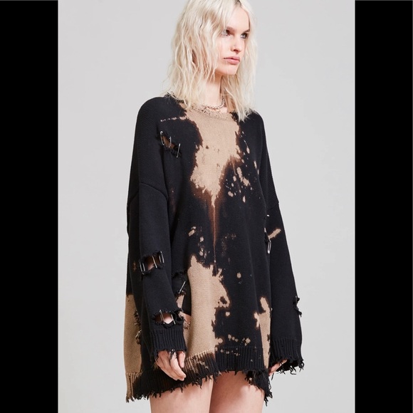 R13 DOPE distressed bleached pins sweatshirt. Size small. OVERSIZED. - Picture 4 of 12